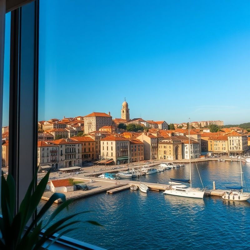 Pogled na šibensku rivu iz modernog uredskog prozora